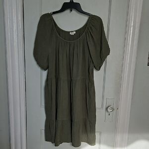 Women's Olive Green Tiered Dress- XL